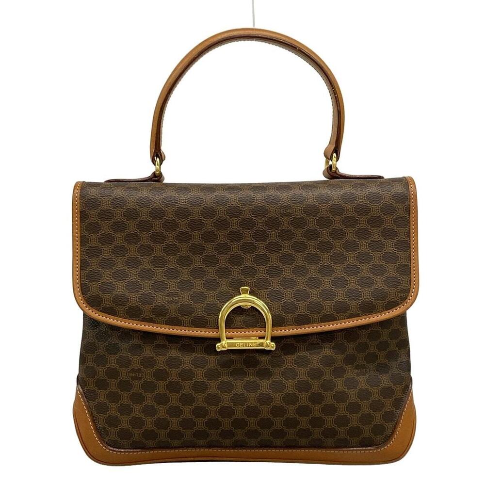 CELINE Macadam handbag dark brown leather